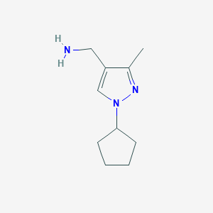 molecular formula C10H17N3 B7762259 (1-Cyclopentyl-3-methyl-1H-pyrazol-4-yl)methanamine 