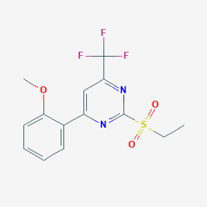 molecular formula C14H13F3N2O3S B7762420 2-(Ethylsulfonyl)-4-(2-methoxyphenyl)-6-(trifluoromethyl)pyrimidine CAS No. 862785-74-8