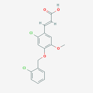 molecular formula C17H14Cl2O4 B7762563 (2E)-3-{2-Chloro-4-[(2-chlorobenzyl)oxy]-5-methoxyphenyl}acrylic acid 