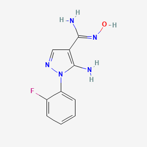 molecular formula C10H10FN5O B7762565 5-amino-1-(2-fluorophenyl)-N'-hydroxy-1H-pyrazole-4-carboximidamide 