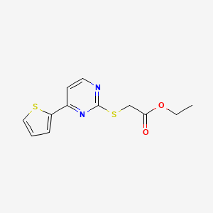 molecular formula C12H12N2O2S2 B7762574 Ethyl 2-((4-(thiophen-2-yl)pyrimidin-2-yl)thio)acetate 