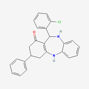molecular formula C25H21ClN2O B7762831 11-(2-chlorophenyl)-3-phenyl-2,3,4,5,10,11-hexahydro-1H-dibenzo[b,e][1,4]diazepin-1-one CAS No. 5959-02-4