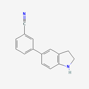 molecular formula C15H12N2 B7763020 3-(2,3-dihydro-1H-indol-5-yl)benzonitrile 