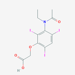 molecular formula C12H12I3NO4 B077632 Acetic acid, (3-(N-ethylacetamido)-2,4,6-triiodophenoxy)- CAS No. 13080-22-3