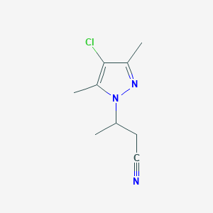 molecular formula C9H12ClN3 B7763381 3-(4-chloro-3,5-dimethyl-1H-pyrazol-1-yl)butanenitrile 