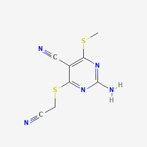 molecular formula C8H7N5S2 B7763531 2-Amino-4-[(cyanomethyl)sulfanyl]-6-(methylsulfanyl)pyrimidine-5-carbonitrile CAS No. 887579-51-3