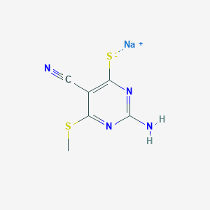 molecular formula C6H5N4NaS2 B7763539 Sodium 2-amino-4-methylthio-5-cyanopyrimidine-6-thiolate 
