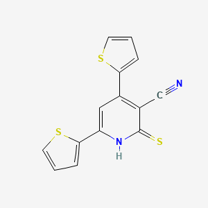 molecular formula C14H8N2S3 B7763543 4,6-Dithien-2-yl-2-thioxo-1,2-dihydropyridine-3-carbonitrile 