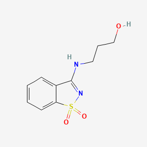 molecular formula C10H12N2O3S B7763648 3-[(1,1-dioxo-1,2-benzothiazol-3-yl)amino]propan-1-ol 