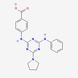 molecular formula C20H20N6O2 B7763684 4-[(4-Anilino-6-pyrrolidin-1-yl-1,3,5-triazin-2-yl)amino]benzoic acid CAS No. 887580-40-7