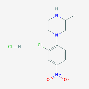 molecular formula C11H15Cl2N3O2 B7763691 1-(2-Chloro-4-nitrophenyl)-3-methylpiperazine hydrochloride 