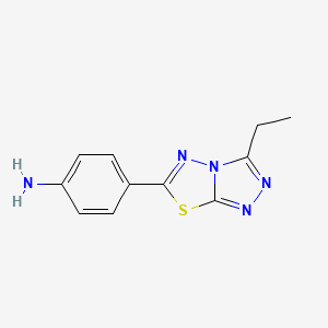 molecular formula C11H11N5S B7763777 4-(3-Ethyl-[1,2,4]triazolo[3,4-b][1,3,4]thiadiazol-6-yl)aniline CAS No. 714282-42-5
