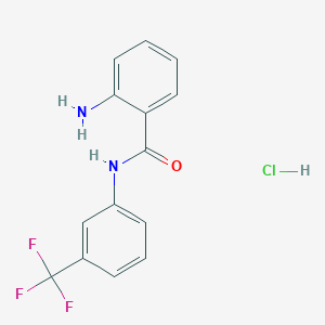 molecular formula C14H12ClF3N2O B7763878 2-amino-N-[3-(trifluoromethyl)phenyl]benzamide;hydrochloride 