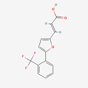 molecular formula C14H9F3O3 B7763885 (2E)-3-{5-[2-(Trifluoromethyl)phenyl]-2-furyl}acrylic acid 