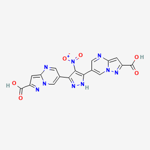 molecular formula C17H9N9O6 B7764046 6-(5-{2-CARBOXYPYRAZOLO[1,5-A]PYRIMIDIN-6-YL}-4-NITRO-1H-PYRAZOL-3-YL)PYRAZOLO[1,5-A]PYRIMIDINE-2-CARBOXYLIC ACID 