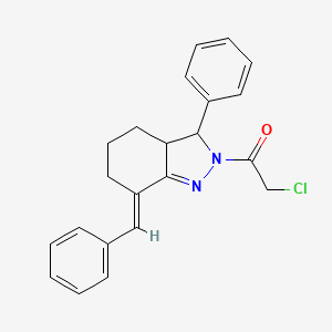2-chloro-1-[3-phenyl-7-(phenylmethylidene)-3,3a,4,5,6,7-hexahydro-2H-indazol-2-yl]ethan-1-one