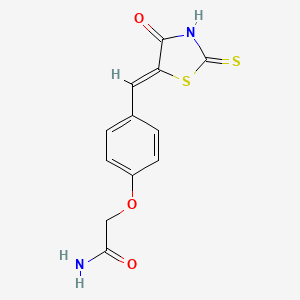 molecular formula C12H10N2O3S2 B7764820 2-{4-[(Z)-(4-oxo-2-sulfanyl-1,3-thiazol-5(4H)-ylidene)methyl]phenoxy}acetamide 