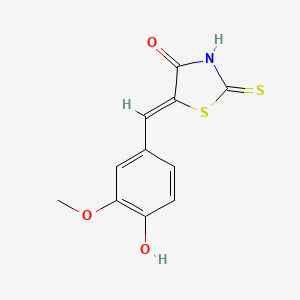 molecular formula C11H9NO3S2 B7764851 (5Z)-5-(4-hydroxy-3-methoxybenzylidene)-2-sulfanyl-1,3-thiazol-4(5H)-one 