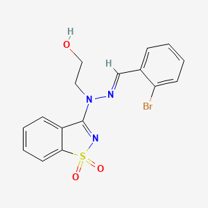 molecular formula C16H14BrN3O3S B7764964 2-[(2E)-2-(2-bromobenzylidene)-1-(1,1-dioxido-1,2-benzothiazol-3-yl)hydrazinyl]ethanol 