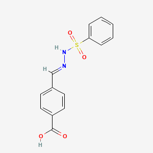 molecular formula C14H12N2O4S B7765063 4-[(E)-(benzenesulfonylhydrazinylidene)methyl]benzoic acid 