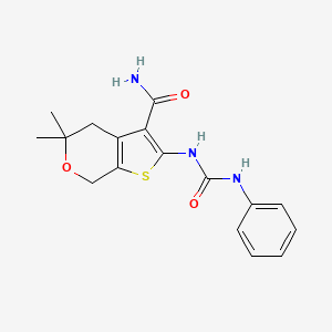 molecular formula C17H19N3O3S B7765085 5,5-dimethyl-2-[(phenylcarbamoyl)amino]-4,7-dihydro-5H-thieno[2,3-c]pyran-3-carboxamide 