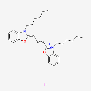 molecular formula C29H37IN2O2 B7765245 Benzoxazolium, 3-hexyl-2-(3-(3-hexyl-2(3H)-benzoxazolylidene)-1-propenyl)-, iodide 