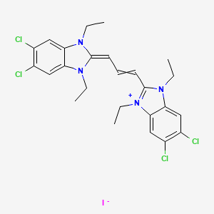 molecular formula C25H27Cl4IN4 B7765246 (E)-5,6-dichloro-2-(3-(5,6-dichloro-1,3-diethyl-1H-benzo[d]imidazol-2(3H)-ylidene)prop-1-en-1-yl)-1,3-diethyl-1H-benzo[d]imidazol-3-ium iodide 