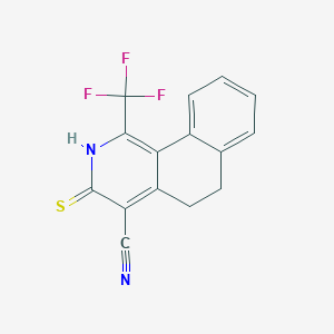 molecular formula C15H9F3N2S B7765262 3-Thioxo-1-(trifluoromethyl)-2,3,5,6-tetrahydrobenzo[h]isoquinoline-4-carbonitrile CAS No. 438218-37-2