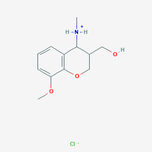 molecular formula C12H18ClNO3 B7765375 [3-(hydroxymethyl)-8-methoxy-3,4-dihydro-2H-chromen-4-yl]-methylazanium;chloride 