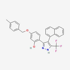 molecular formula C28H21F3N2O2 B7765487 5-[(4-methylphenyl)methoxy]-2-[4-naphthalen-1-yl-5-(trifluoromethyl)-1H-pyrazol-3-yl]phenol 