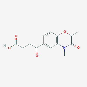 molecular formula C14H15NO5 B7765495 4-(2,4-dimethyl-3-oxo-3,4-dihydro-2H-1,4-benzoxazin-6-yl)-4-oxobutanoic acid 