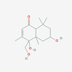 molecular formula C15H24O4 B7765545 4,6-Dihydroxy-4-(hydroxymethyl)-3,4a,8,8-tetramethyl-5,6,7,8a-tetrahydronaphthalen-1-one 