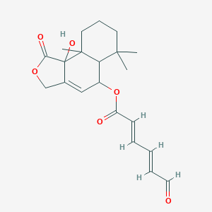 molecular formula C21H26O6 B7765668 (9b-hydroxy-6,6,9a-trimethyl-1-oxo-3,5,5a,7,8,9-hexahydrobenzo[e][2]benzofuran-5-yl) (2E,4E)-6-oxohexa-2,4-dienoate 
