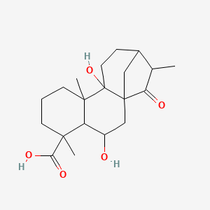 molecular formula C20H30O5 B7765796 3,10-Dihydroxy-5,9,14-trimethyl-15-oxotetracyclo[11.2.1.01,10.04,9]hexadecane-5-carboxylic acid 