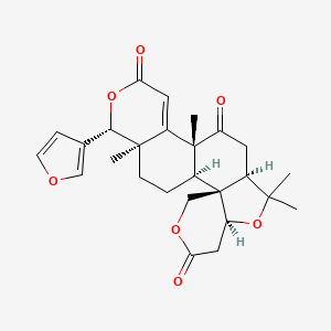 molecular formula C26H30O7 B7765825 (1R,2R,7S,10R,13R,18R,19R)-18-(furan-3-yl)-9,9,13,19-tetramethyl-4,8,17-trioxapentacyclo[11.8.0.02,7.02,10.014,19]henicos-14-ene-5,12,16-trione 