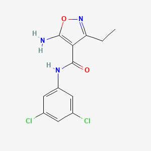 molecular formula C12H11Cl2N3O2 B7766129 5-Amino-N-(3,5-dichlorophenyl)-3-ethylisoxazole-4-carboxamide 