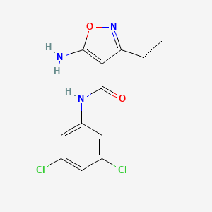 molecular formula C12H11Cl2N3O2 B7766129 5-amino-N-(3,5-dichlorophenyl)-3-ethyl-1,2-oxazole-4-carboxamide 