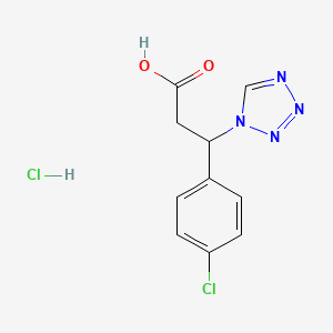 molecular formula C10H10Cl2N4O2 B7766262 3-(4-Chlorophenyl)-3-(1H-tetrazol-1-yl)propanoic acid hydrochloride 