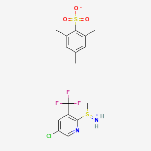 molecular formula C16H18ClF3N2O3S2 B7768385 S-[5-Chloro-3-(trifluoromethyl)pyrid-2-yl]-S-methylsulfilimine 2,4,6-trimethylbenzenesulfonate 