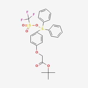 molecular formula C25H25F3O6S2 B7768494 tert-Butyl 2-[4-(diphenylsulphonium)phenoxy] acetate, triflate salt 
