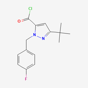 molecular formula C15H16ClFN2O B7768664 3-tert-Butyl-1-(4-fluorobenzyl)-1H-pyrazole-5-carbonyl chloride 