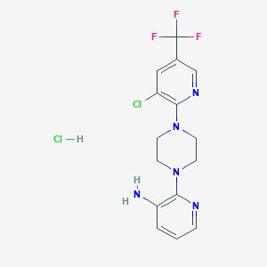 molecular formula C15H16Cl2F3N5 B7768754 2-(4-(3-Chloro-5-(trifluoromethyl)pyridin-2-yl)piperazin-1-yl)pyridin-3-amine hydrochloride 