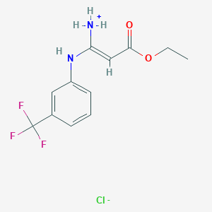 molecular formula C12H14ClF3N2O2 B7768764 3-Ethoxy-3-oxo-1-[3-(trifluoromethyl)anilino]-1-propen-1-aminium chloride 