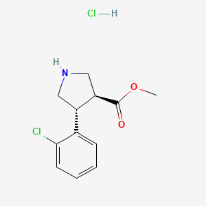 molecular formula C12H15Cl2NO2 B7768929 Trans (+/-) 4-(2-chlorophenyl)pyrrolidine-3-methylcarboxylate, HCl 