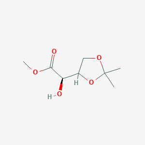 molecular formula C8H14O5 B7770802 1,3-Dioxolane-4-acetic acid, alpha-hydroxy-2,2-dimethyl-, methyl ester, (alphaR,4S)- 
