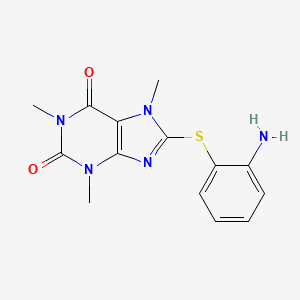 molecular formula C14H15N5O2S B7772141 8-[(2-aminophenyl)thio]-1,3,7-trimethyl-3,7-dihydro-1H-purine-2,6-dione 