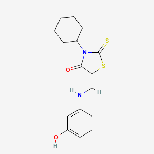 molecular formula C16H18N2O2S2 B7772195 (5E)-3-cyclohexyl-5-[(3-hydroxyanilino)methylidene]-2-sulfanylidene-1,3-thiazolidin-4-one 