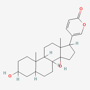 molecular formula C24H34O4 B7772286 5-(3,14-Dihydroxy-10,13-dimethyl-1,2,3,4,5,6,7,8,9,11,12,15,16,17-tetradecahydrocyclopenta[a]phenanthren-17-yl)pyran-2-one CAS No. 465-20-3