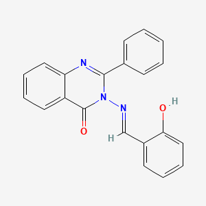 molecular formula C21H15N3O2 B7772294 3-[(E)-[(2-hydroxyphenyl)methylidene]amino]-2-phenyl-3,4-dihydroquinazolin-4-one CAS No. 73861-06-0