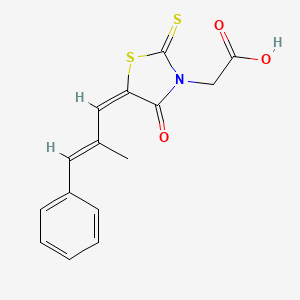 molecular formula C15H13NO3S2 B7772599 2-((E)-5-((E)-2-methyl-3-phenylallylidene)-4-oxo-2-thioxothiazolidin-3-yl)acetic acid 